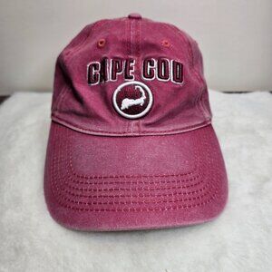 Cape Cod Hat Cap Strap Back Burgundy White Logo Adjustable